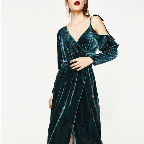 Zara | Dresses | Zara Blue Green Velvet Dress | Poshmark Zara | Dresses | Zara Blue Green Velvet Dress | Poshmark